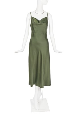 Lot 107 - A Gucci by Frida Giannini olive green satin dress, 2006