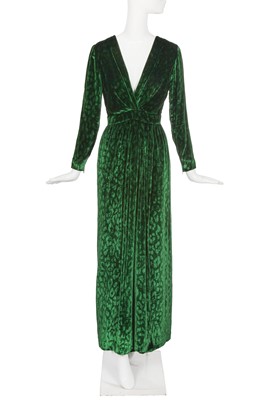 Lot 99 - A Gucci by Frida Giannini green leopard-spot velvet dress, Autumn-Winter 2012-13