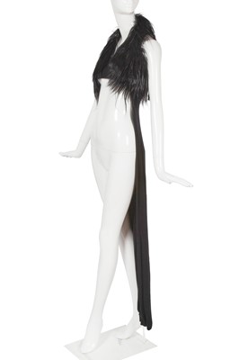 Lot 201 - A Maison Martin Margiela black goat hair waistcoat and black bandeau top with train, 2005-08