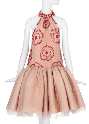 Lot 115 - A Lanvin by Bruno Sialelli coral beaded lace dress, Autumn-Winter 2022-23