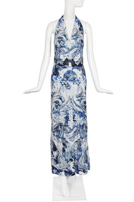 Lot 148 - A Roberto Cavalli by Peter Dundas printed blue and white jersey dress, Resort 2017