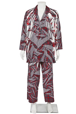 Lot 485 - A Yohji Yamamoto men's red tartan printed viscose ensemble, 2000s