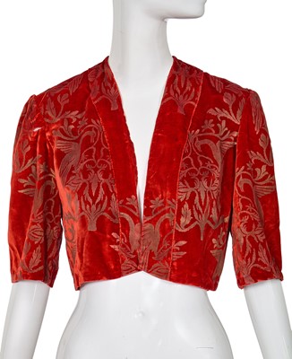 Lot 508 - A Maria Monaci Gallenga red velvet jacket, 1930s