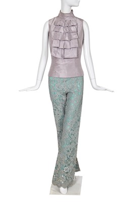 Lot 293 - A fine and rare Givenchy haute couture by Alexander McQueen lace and silk ottoman ensemble, Autumn-Winter 1999-2000