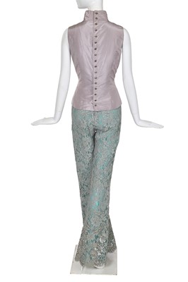 Lot 293 - A fine and rare Givenchy haute couture by Alexander McQueen lace and silk ottoman ensemble, Autumn-Winter 1999-2000