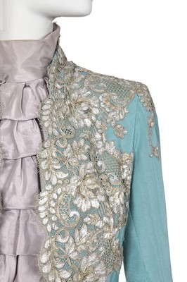 Lot 293 - A fine and rare Givenchy haute couture by Alexander McQueen lace and silk ottoman ensemble, Autumn-Winter 1999-2000