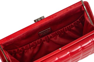 Lot 14 - A hand-signed Chanel by Karl Lagerfeld red patent leather 'chocolate square' clutch, circa 2006