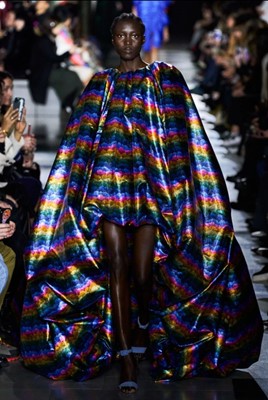 Lot 83 - A Michael Halpern rainbow cloud lamé gown, Autumn-Winter 2020-21