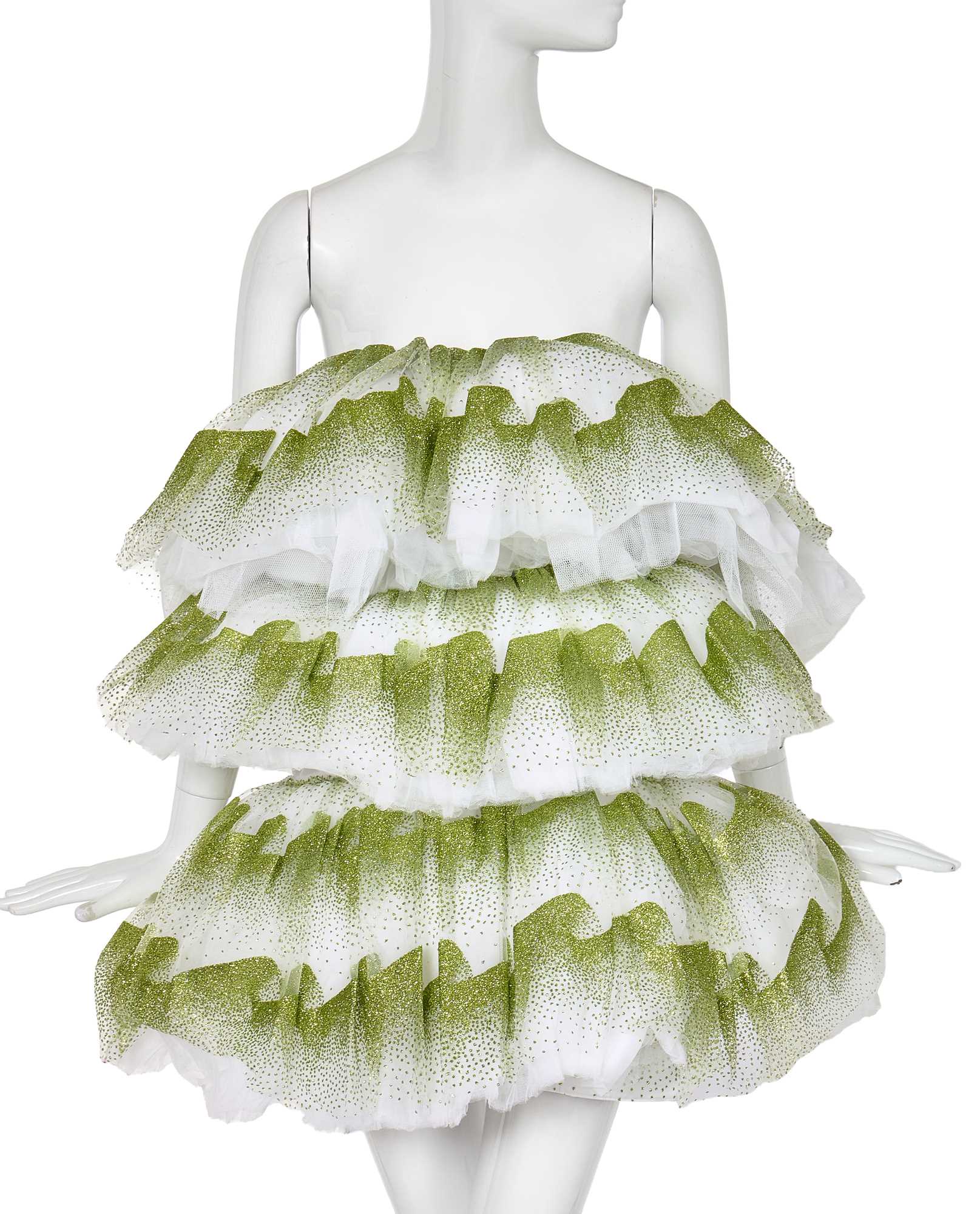 Lot 92 - A Michael Halpern tiered white tulle minidress, Spring-Summer 2022