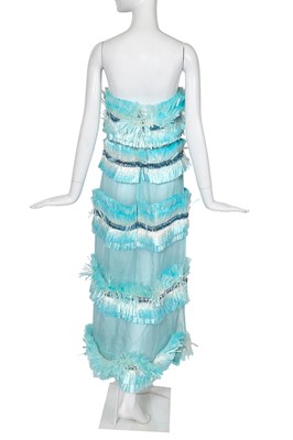 Lot 76 - A Michael Halpern blue organza and raffia dress, Autumn-Winter 2020-01