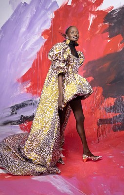 Lot 85 - A Michael Halpern pink animal-spot dress, Spring-Summer 2021