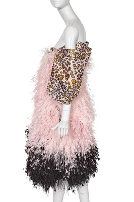 Lot 81 - A Michael Halpern pink animal-spot and feather dress, Spring-Summer 2021
