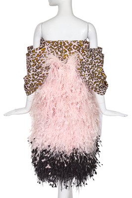Lot 81 - A Michael Halpern pink animal-spot and feather dress, Spring-Summer 2021