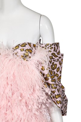 Lot 81 - A Michael Halpern pink animal-spot and feather dress, Spring-Summer 2021