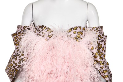 Lot 81 - A Michael Halpern pink animal-spot and feather dress, Spring-Summer 2021