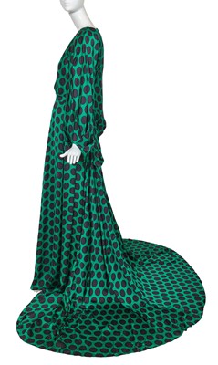 Lot 84 - A Michael Halpern green and black polka dot silk satin gown, Spring-Summer 2021