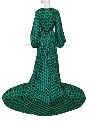 Lot 84 - A Michael Halpern green and black polka dot silk satin gown, Spring-Summer 2021