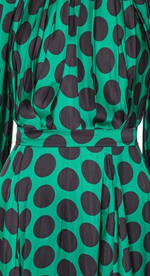 Lot 84 - A Michael Halpern green and black polka dot silk satin gown, Spring-Summer 2021