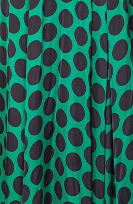 Lot 84 - A Michael Halpern green and black polka dot silk satin gown, Spring-Summer 2021