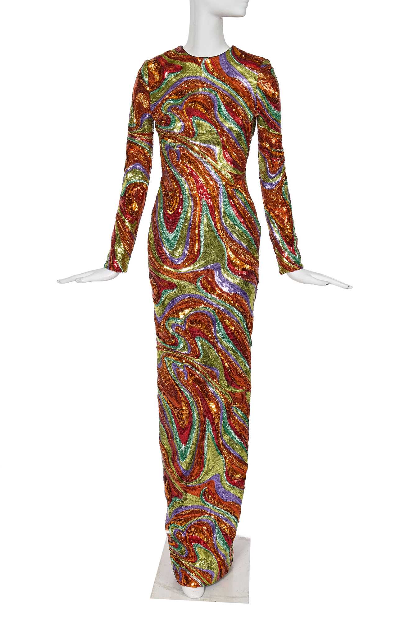 Lot 88 - A Michael Halpern multicoloured sequined evening gown, commercial collection Spring-Summer 2022