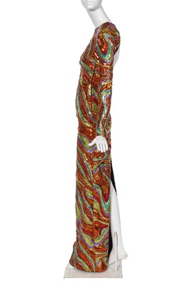 Lot 88 - A Michael Halpern multicoloured sequined evening gown, commercial collection Spring-Summer 2022