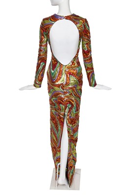 Lot 88 - A Michael Halpern multicoloured sequined evening gown, commercial collection Spring-Summer 2022