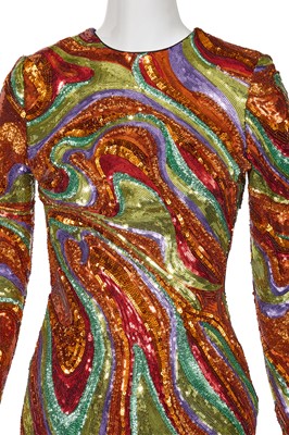 Lot 88 - A Michael Halpern multicoloured sequined evening gown, commercial collection Spring-Summer 2022