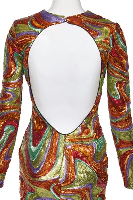 Lot 88 - A Michael Halpern multicoloured sequined evening gown, commercial collection Spring-Summer 2022