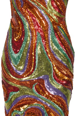 Lot 88 - A Michael Halpern multicoloured sequined evening gown, commercial collection Spring-Summer 2022