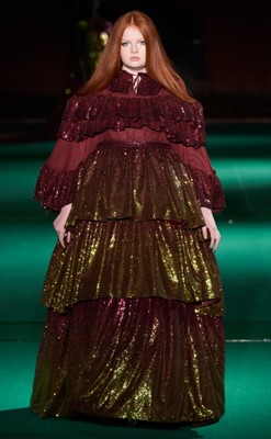Lot 96 - A Michael Halpern green and burgundy sequin gown, Autumn-Winter 2022-23