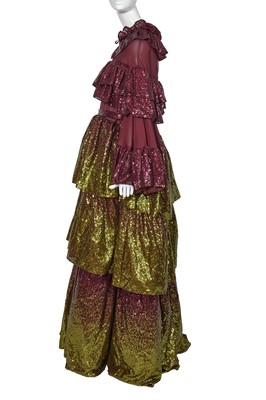 Lot 96 - A Michael Halpern green and burgundy sequin gown, Autumn-Winter 2022-23