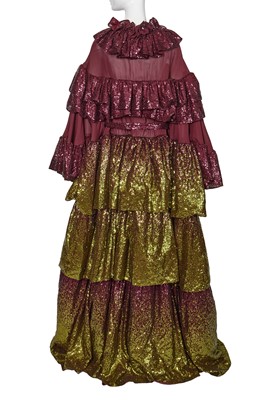 Lot 96 - A Michael Halpern green and burgundy sequin gown, Autumn-Winter 2022-23