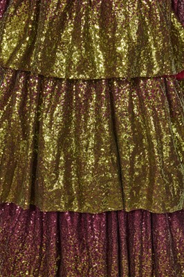 Lot 96 - A Michael Halpern green and burgundy sequin gown, Autumn-Winter 2022-23