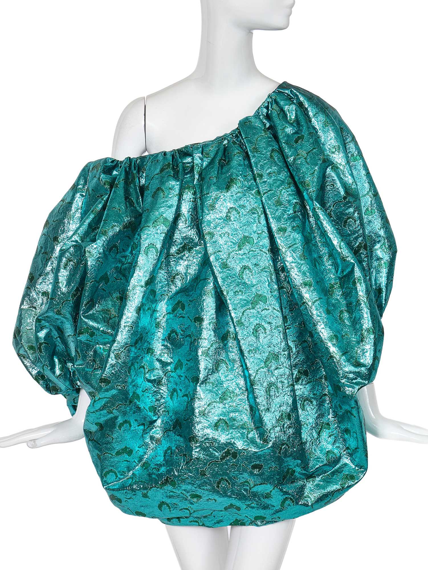 Lot 71 - A Michael Halpern blue and green lamé puffball minidress, Autumn-Winter 2018-19