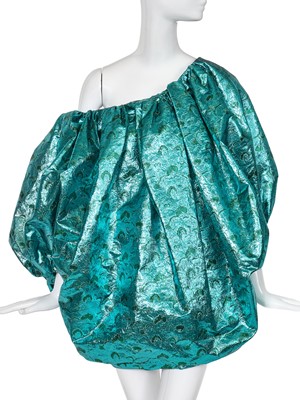 Lot 71 - A Michael Halpern blue and green lamé puffball minidress, Autumn-Winter 2018-19
