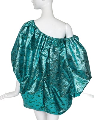 Lot 71 - A Michael Halpern blue and green lamé puffball minidress, Autumn-Winter 2018-19