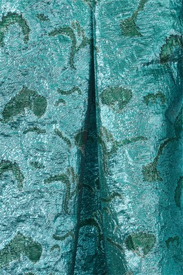 Lot 71 - A Michael Halpern blue and green lamé puffball minidress, Autumn-Winter 2018-19