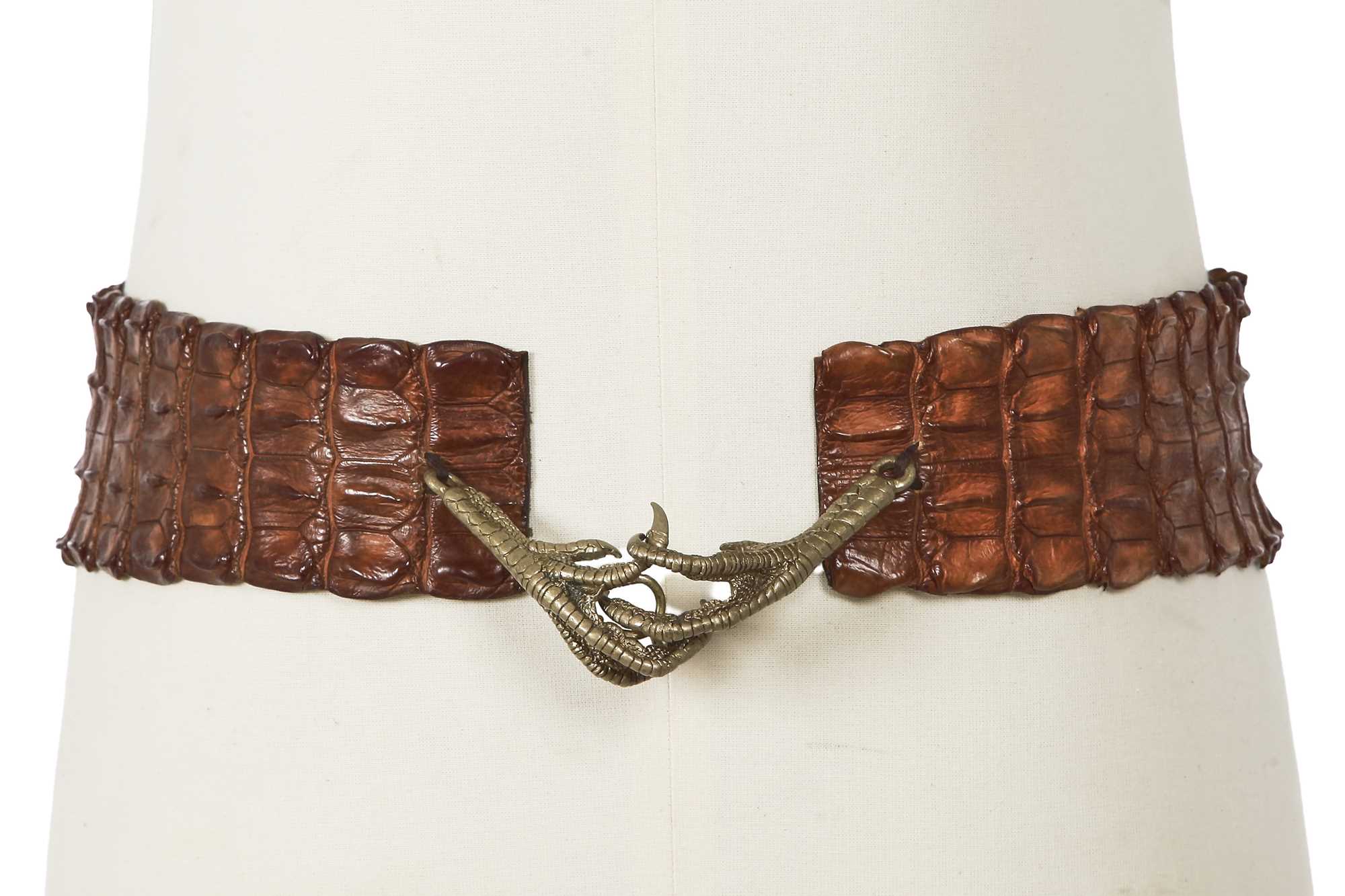 Lot 317 - An Alexander McQueen brown crocodile skin belt, Autumn-Winter 2007-08