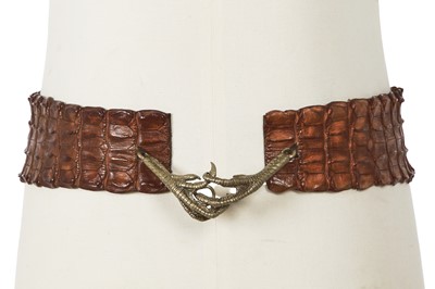 Lot 317 - An Alexander McQueen brown crocodile skin belt, Autumn-Winter 2007-08