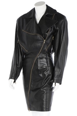 Lot 296 - An Azzedine Alaïa black leather `zipper' dress,...