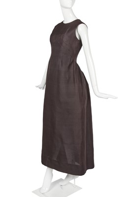 Lot 170 - A Balenciaga haute couture brown gazar evening gown, early 1960s