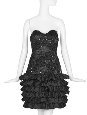 Lot 247 - A Christian Dior by Marc Bohan black lace and sequin cocktail dress, late 1980s