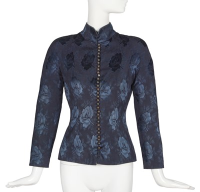 Lot 243 - A Christian Dior by John Galliano navy blue damask evening jacket, 'Dior's Little Sweetheart Pin-Ups' collection, Autumn-Winter 1997-98