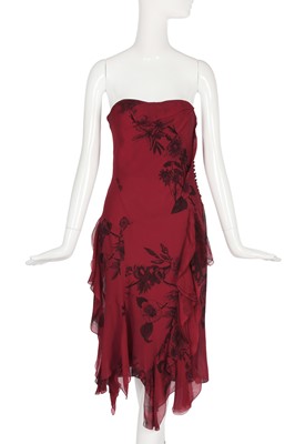 Lot 219 - A Christian Dior by John Galliano printed black and red chiffon evening gown, 'Gothic Americana' collection, Autumn-Winter 2006-07