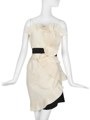 Lot 220 - A Christian Dior by John Galliano pleated ivory taffeta cocktail dress, commercial collection 2006