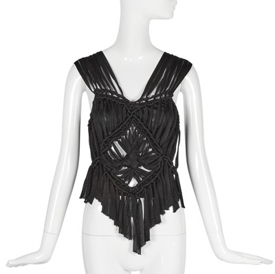 Lot 230 - A Christian Dior by John Galliano black macramé ribbon top, 'Tough Chic' collection, Spring-Summer 2003