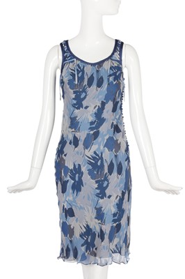 Lot 234 - A Christian Dior by John Galliano blue floral printed chiffon dress, commercial collection 2002