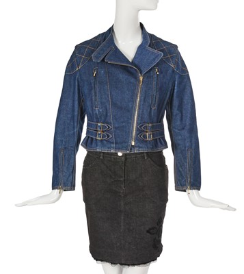 Lot 238 - A Christian Dior by John Galliano denim biker jacket, 'Logomania' collection, Spring-Summer 2000