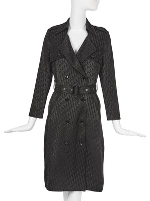 Lot 209 - A Christian Dior by John Galliano black trotter-weave trench coat, 2009