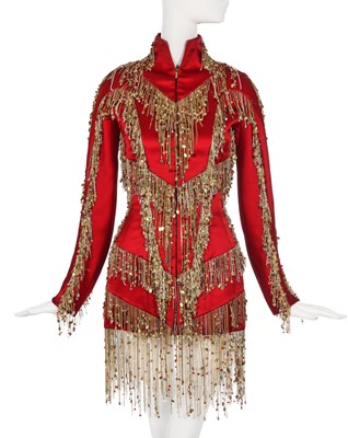 Lot 171 - A Givenchy haute couture by Julien McDonald red satin jacket, Autumn-Winter 2002-03